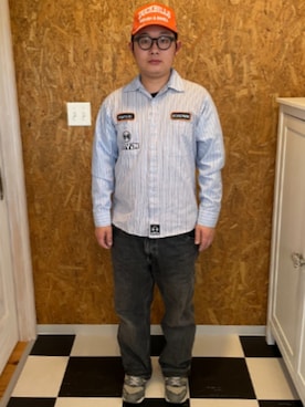 「CiNTAS（シンタス）のアイテム」を使った、ラッキーさん（メンズ・165cm）の春コーディネート