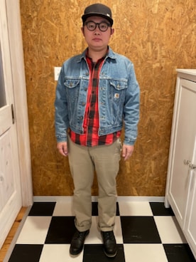 「Carhartt（カーハート）のアイテム（デニムジャケット、ブルー系）」を使った、ラッキーさん（メンズ・165cm）の春コーディネート