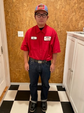 「RED KAP（レッドキャップ）のアイテム（トップス）」を使った、ラッキーさん（メンズ・165cm）の秋コーディネート