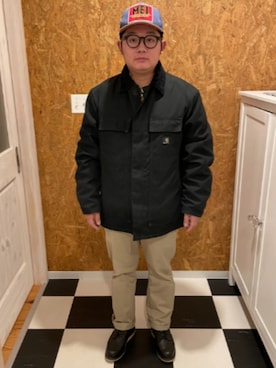 「アイテム（カバーオール）」を使った、ラッキーさん（メンズ・165cm）の秋コーディネート