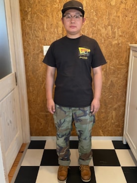 「Carhartt（カーハート）のアイテム（キャップ、ブラック系）」を使った、ラッキーさん（メンズ・165cm）の春コーディネート