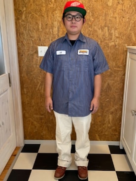 「アイテム（チノパンツ）」を使った、ラッキーさん（メンズ・165cm）の夏コーディネート