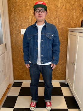 「Carhartt（カーハート）のアイテム（デニムジャケット、ブルー系）」を使った、ラッキーさん（メンズ・165cm）の春コーディネート