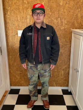 「アイテム（カーゴパンツ）」を使った、ラッキーさん（メンズ・165cm）の秋コーディネート