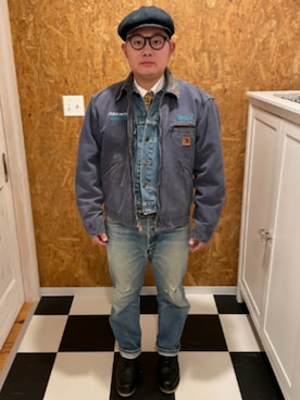 「アイテム（キャスケット）」を使った、ラッキーさん（メンズ・165cm）の秋コーディネート