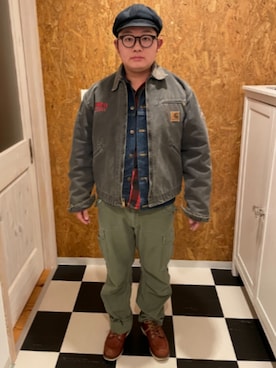 「アイテム（キャスケット）」を使った、ラッキーさん（メンズ・165cm）の冬コーディネート