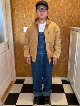 「アイテム（サロペット/オーバーオール）」を使った、ラッキーさん（メンズ・165cm）の秋コーディネート