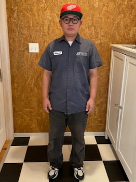 「CiNTAS（シンタス）のアイテム」を使った、ラッキーさん（メンズ・165cm）の夏コーディネート