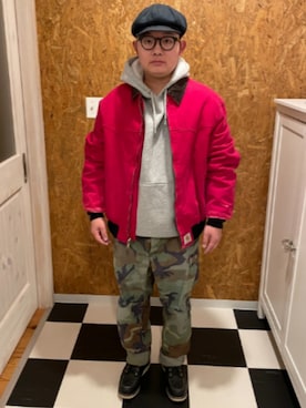 「アイテム（キャスケット）」を使った、ラッキーさん（メンズ・165cm）の冬コーディネート