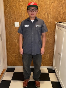 「CiNTAS（シンタス）のアイテム」を使った、ラッキーさん（メンズ・165cm）の秋コーディネート