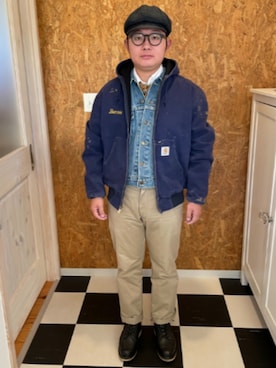 「アイテム（キャスケット）」を使った、ラッキーさん（メンズ・165cm）の秋コーディネート