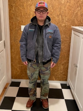 「アイテム（カーゴパンツ）」を使った、ラッキーさん（メンズ・165cm）の冬コーディネート