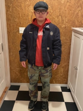 「アイテム（キャスケット）」を使った、ラッキーさん（メンズ・165cm）の冬コーディネート