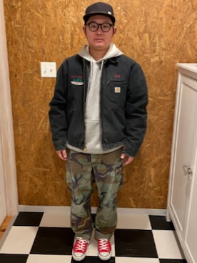 「アイテム（カーゴパンツ）」を使った、ラッキーさん（メンズ・165cm）の秋コーディネート