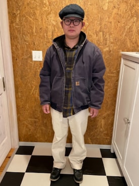「Carhartt（カーハート）のアイテム（ジャケット/アウター、パープル系）」を使った、ラッキーさん（メンズ・165cm）の春コーディネート