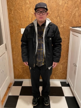 「アイテム（カバーオール）」を使った、ラッキーさん（メンズ・165cm）の冬コーディネート