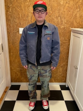 「Carhartt（カーハート）のアイテム（ジャケット/アウター、ブルー系）」を使った、ラッキーさん（メンズ・165cm）の春コーディネート