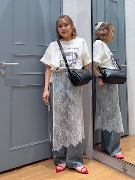 「LOWRYS FARM（ローリーズファーム）のアイテム（ベルト）」を使った、cotomiさん（レディース・153cm）の夏コーディネート