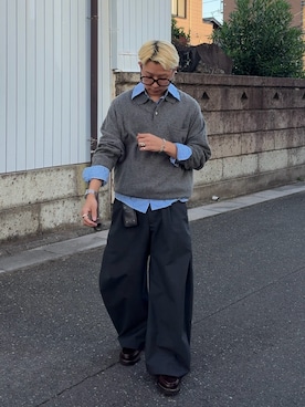 「アイテム（メガネ）」を使った、きよさん（メンズ・157cm）の秋コーディネート