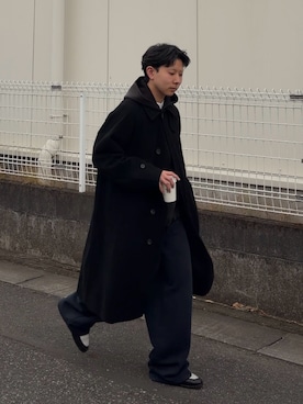 「アイテム（ステンカラーコート）」を使った、きよさん（メンズ・157cm）の冬コーディネート
