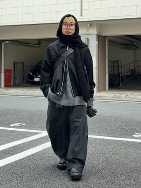 「アイテム（マフラー）」を使った、きよさん（メンズ・157cm）の秋コーディネート