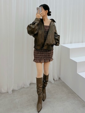 「アイテム（ブルゾン）」を使った、LAMさん（レディース・162cm）の秋コーディネート