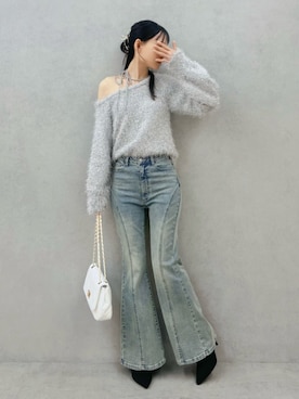 「アイテム（バレッタ/ヘアクリップ）」を使った、LAMさん（レディース・162cm）の冬コーディネート