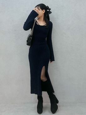 「アイテム（シュシュ）」を使った、LAMさん（レディース・162cm）の秋コーディネート