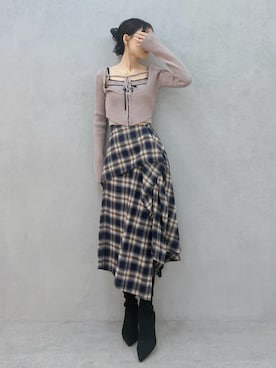 「アイテム（バレッタ/ヘアクリップ）」を使った、LAMさん（レディース・162cm）の秋コーディネート