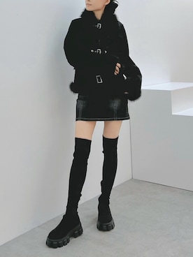 「ファーコート」｜LAMさん（レディース・162cm）の秋コーディネート