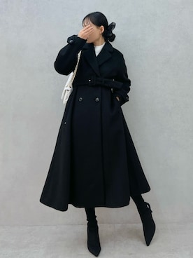 「アイテム（シュシュ）」を使った、LAMさん（レディース・162cm）の冬コーディネート