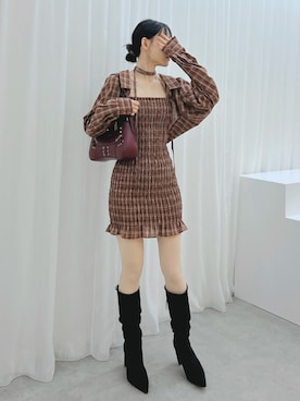 「アイテム（ワンピース/ドレス）」を使った、LAMさん（レディース・162cm）の秋コーディネート