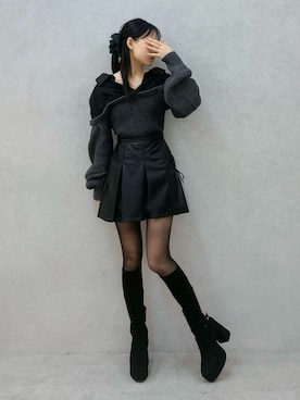 「アイテム（シュシュ）」を使った、LAMさん（レディース・162cm）の秋コーディネート