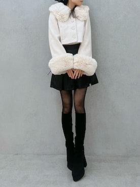 「アイテム（シュシュ）」を使った、LAMさん（レディース・162cm）の秋コーディネート