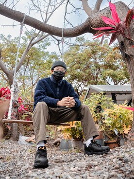 「Jack Wolfskin（ジャックウルフスキン）のアイテム」を使った、吳皇翔さん（メンズ・170cm）の冬コーディネート