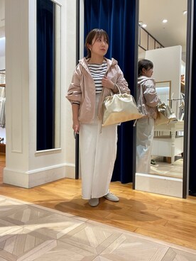 「アイテム（マウンテンパーカー、ピンク系）」を使った、nolhamadaさん（レディース・153cm）の春コーディネート