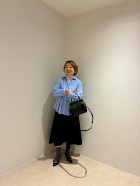 「NOLLEY’S（ノーリーズ）の《UVカット/接触冷感/セットアップ対応》ウォッシャブルダンボールフレアースカート（裙子、ブラック系）」を使った、nolhamadaさん（レディース・153cm）の秋コーディネート
