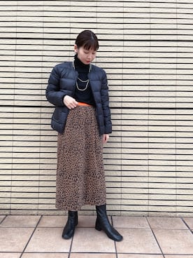 「NOLLEY’S（ノーリーズ）のアイテム（ダウンジャケット/コート）」を使った、nol kubotaさん（レディース・154cm）の秋コーディネート