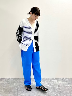 「ボーダーニット」｜「アイテム（キャミソール）」を使った、nol kubotaさん（レディース・155cm）の冬コーディネート