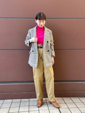 「Rie Miller（リエミラー）のアイテム（チノパンツ）」を使った、nol kubotaさん（レディース・154cm）の秋コーディネート