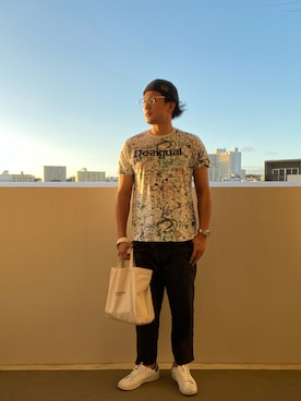 「Desigual（デシグアル）のアイテム」を使った、ATSUSHIさん（メンズ・186cm）の冬コーディネート