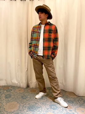 「Desigual（デシグアル）のアイテム」を使った、ATSUSHIさん（メンズ・186cm）の秋コーディネート