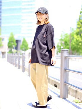 「Teva（テバ）のTeva / プラットフォーム ユニバーサル（サンダル）」を使った、soe213さん（レディース・154cm）の夏コーディネート