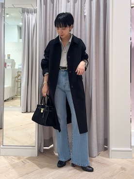 「アイテム（ステンカラーコート）」を使った、nol takemoriさん（レディース・154cm）の秋コーディネート