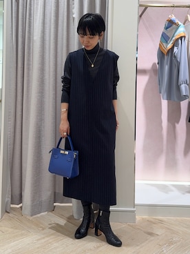 「アイテム（ジャンパースカート）」を使った、nol takemoriさん（レディース・154cm）の秋コーディネート