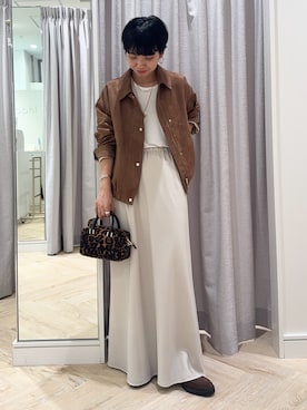 「スカートコーデ」｜「アイテム（ローファー）」を使った、nol takemoriさん（レディース・154cm）の秋コーディネート