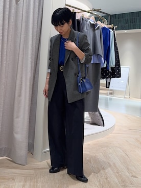 「NOLLEY’S（ノーリーズ）のアイテム（ショルダーバッグ）」を使った、nol takemoriさん（レディース・154cm）の秋コーディネート