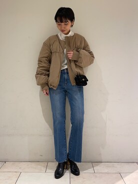 「NOLLEY’S（ノーリーズ）のアイテム（ダウンジャケット/コート）」を使った、nol takemoriさん（レディース・154cm）の冬コーディネート