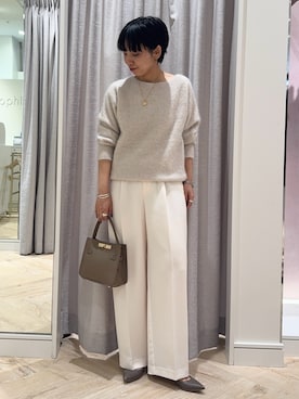 「NOLLEY’S（ノーリーズ）のアイテム（ショルダーバッグ）」を使った、nol takemoriさん（レディース・154cm）の秋コーディネート