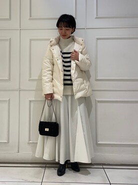 「NOLLEY’S（ノーリーズ）のアイテム（ダウンジャケット/コート）」を使った、nol takemoriさん（レディース・154cm）の冬コーディネート